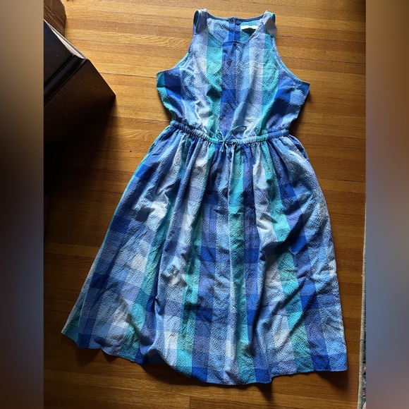 Blue Plaid with Open Back LOFT Dress, XL, NWT - Picture 1 of 10
